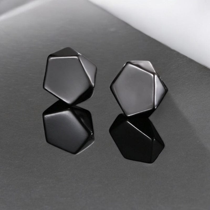 Boucles d'Oreilles Aimant Homme - Design Hexagonal