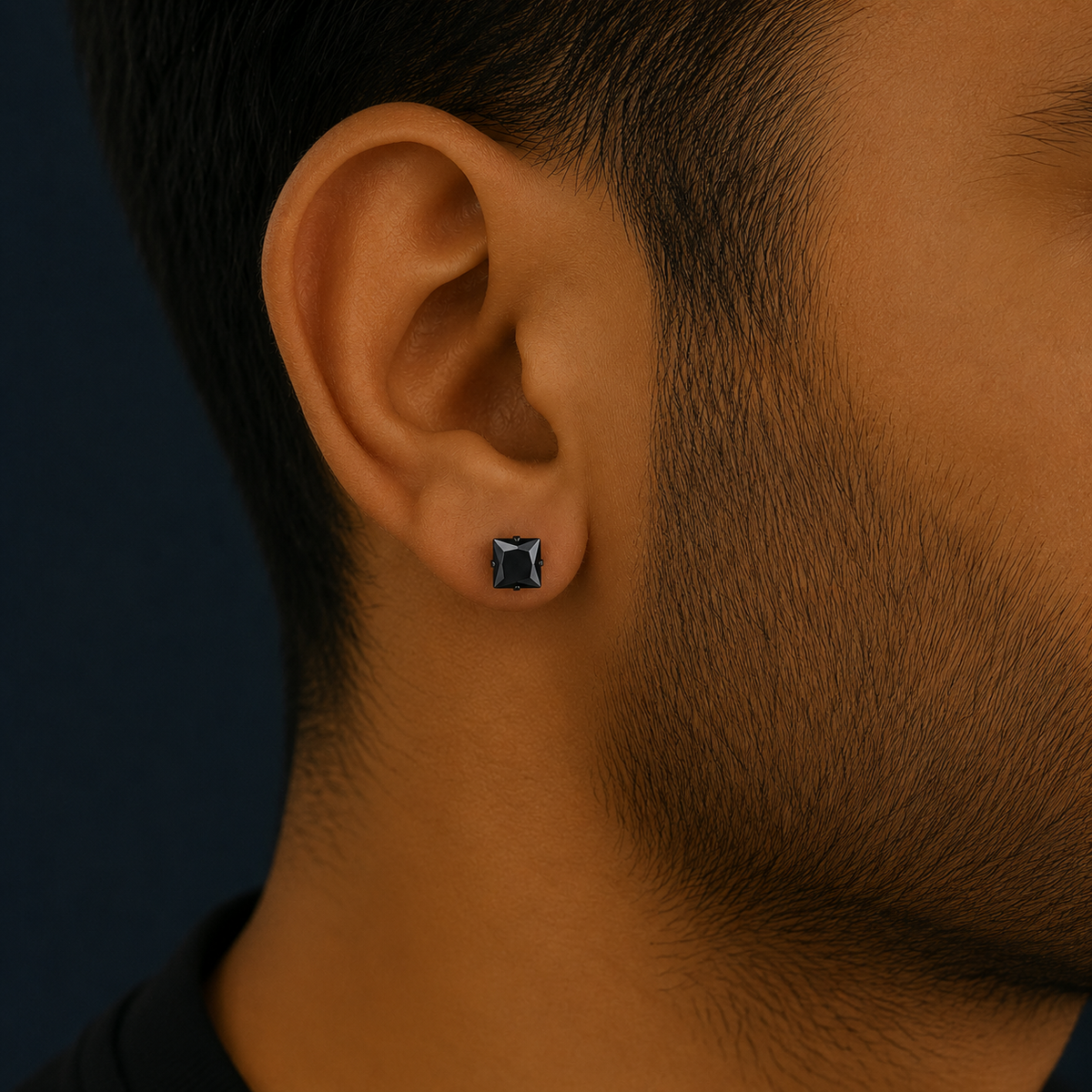 Boucles d'Oreilles Homme Carrées - Effet Diamant