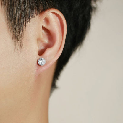 Boucles d'Oreilles Homme Diamant Discret - Puces Rondes