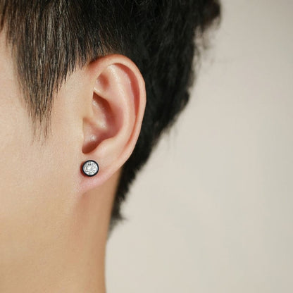 Boucles d'Oreilles Homme Diamant Discret - Puces Rondes