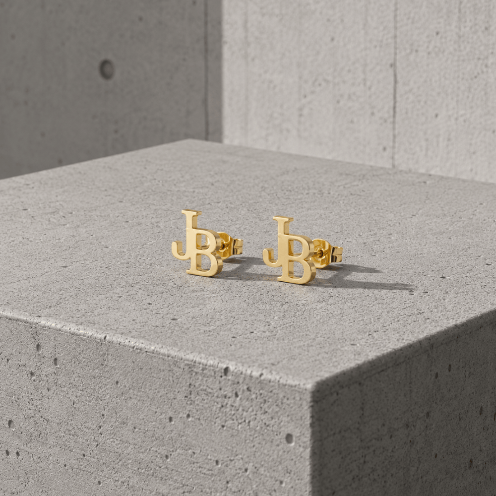 Boucles d'Oreilles Homme Initiales Personnalisées