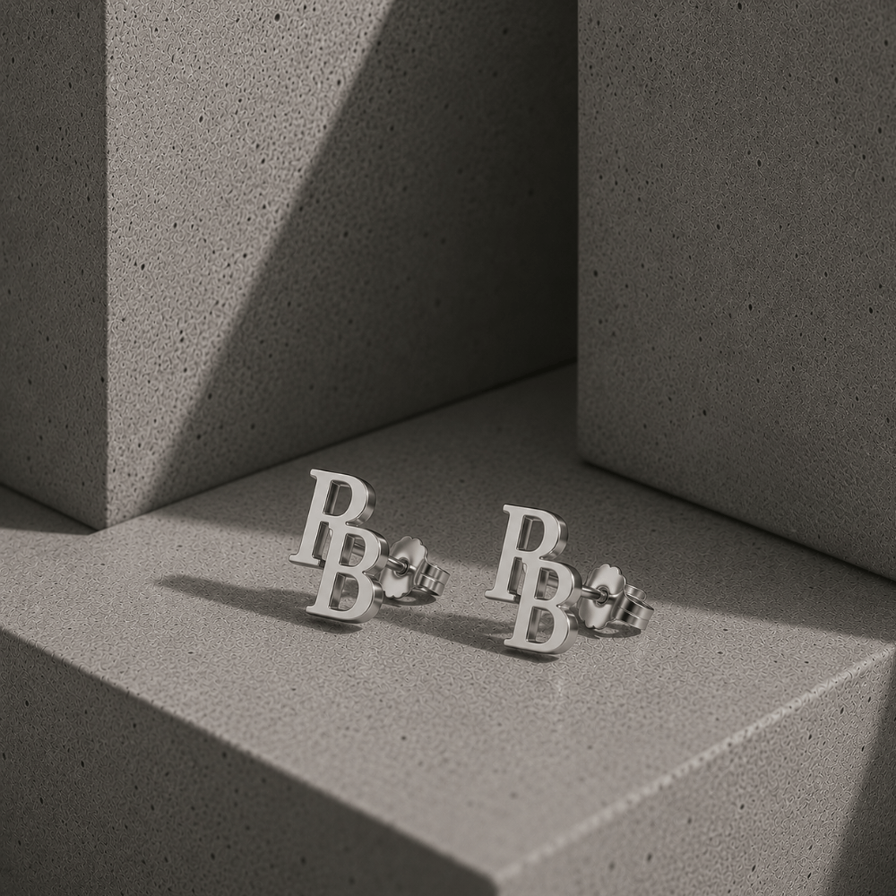 Boucles d'Oreilles Homme Initiales Personnalisées