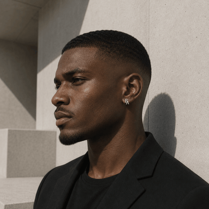 Boucles d'Oreilles Homme Initiales Personnalisées