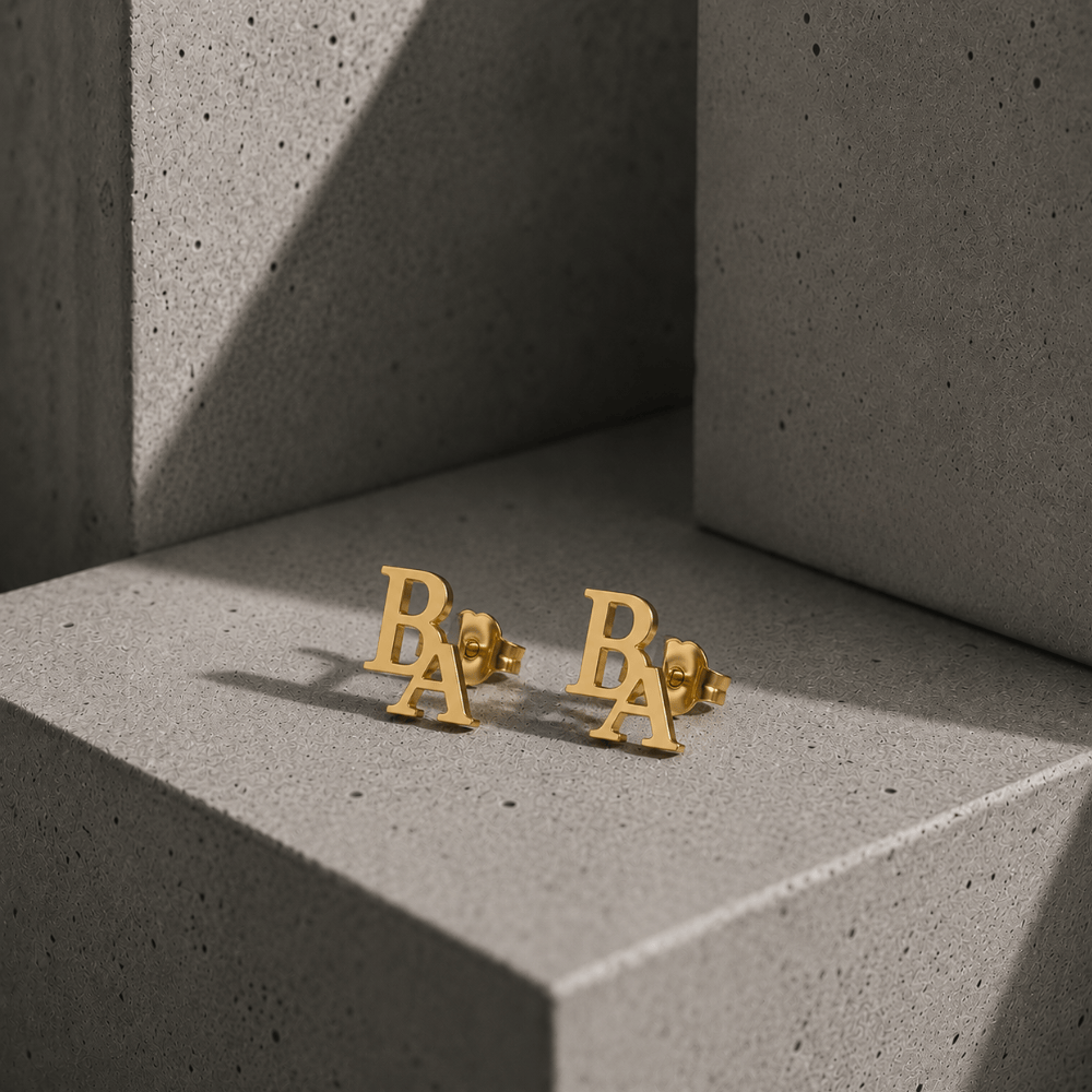 Boucles d'Oreilles Homme Initiales Personnalisées