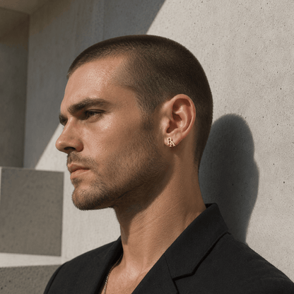 Boucles d'Oreilles Homme Initiales Personnalisées