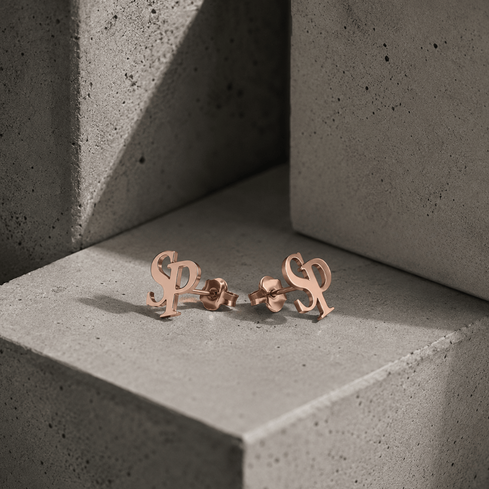 Boucles d'Oreilles Homme Initiales Personnalisées