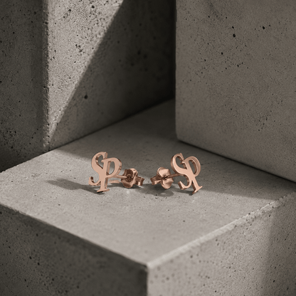 Boucles d'Oreilles Homme Initiales Personnalisées