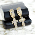 Boucles d'Oreilles Croix Homme - Diamant Pendantes Or et Argent