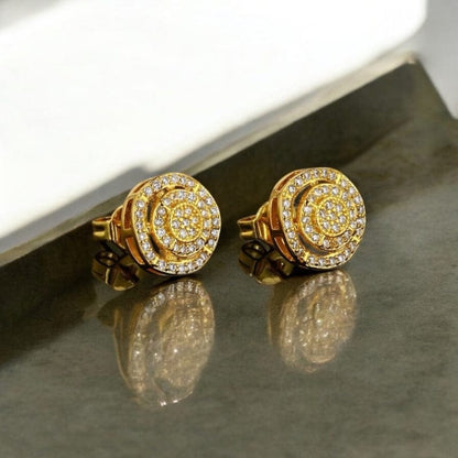 Boucles d'Oreilles Homme Diamant Rond - Or et Argent