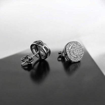 Boucles d'Oreilles Homme Diamant Rond - Or et Argent
