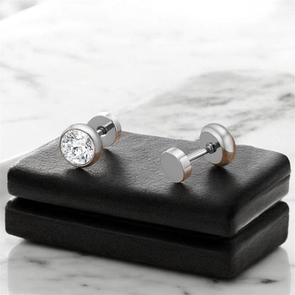 Boucles d'Oreilles Homme Diamant Discret - Puces Rondes