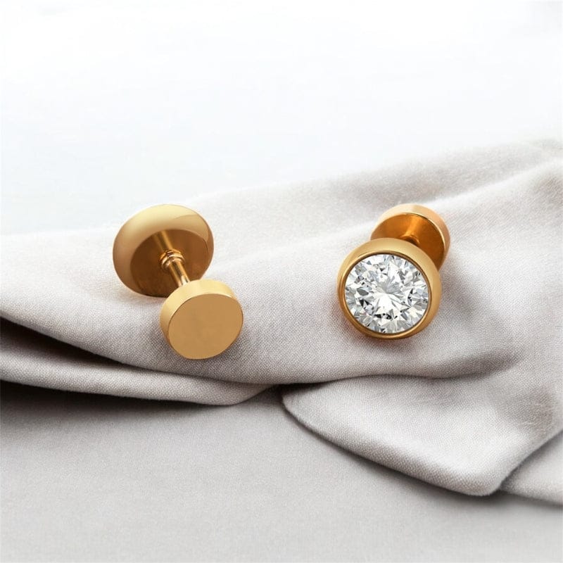 Boucles d'Oreilles Homme Diamant Discret - Puces Rondes