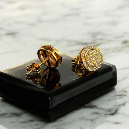 Boucles d'Oreilles Homme Diamant Rond - Or et Argent
