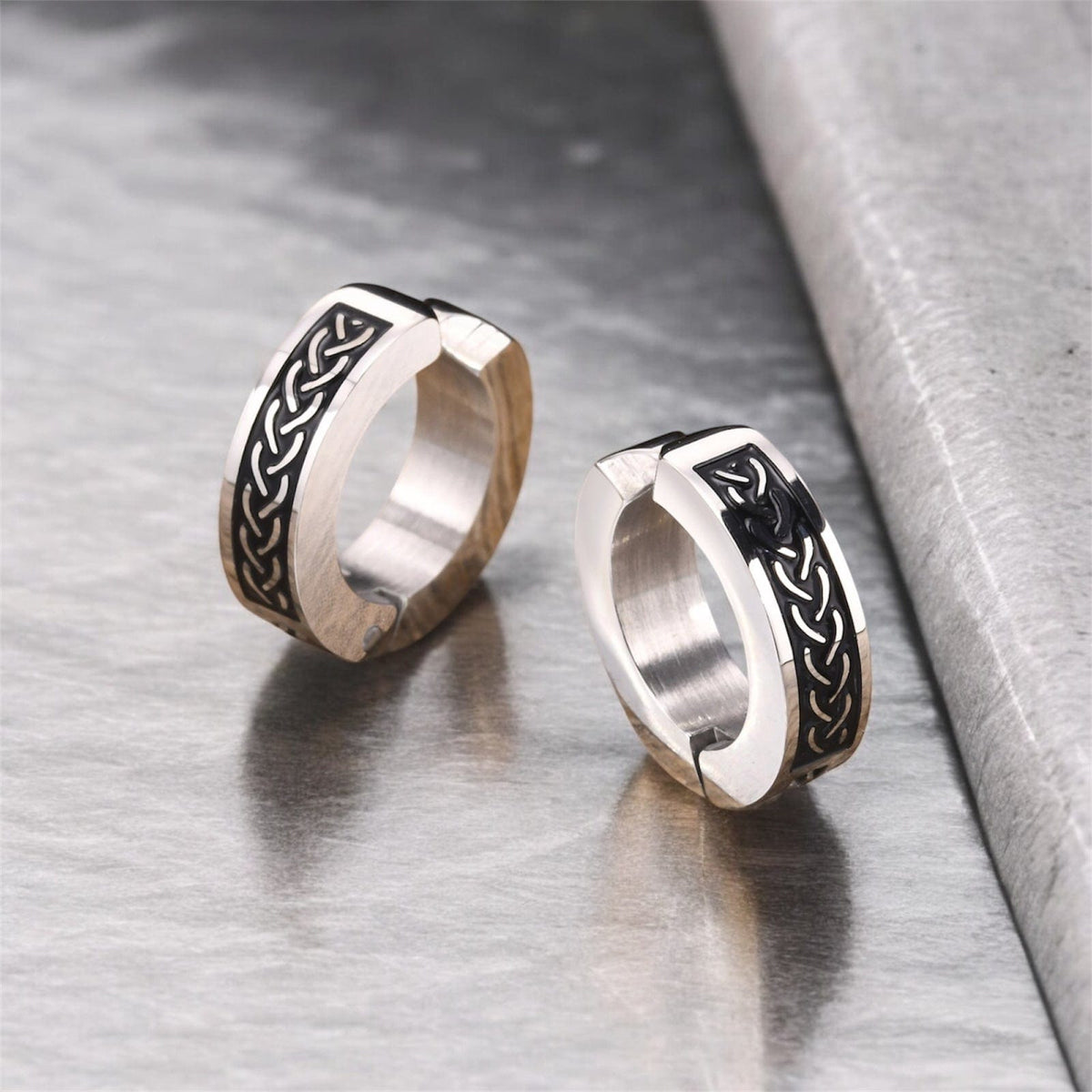 Boucles d'Oreilles Viking  – Acier Inoxydable & Motif Celtique