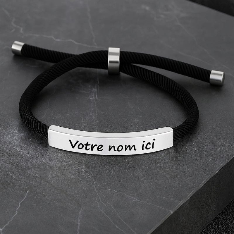 Bracelet Homme Personnalisé Cordon à Graver | Plaque Acier Inoxydable