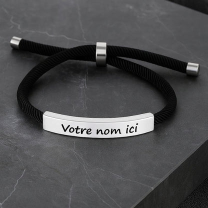Bracelet Homme Personnalisé Cordon à Graver | Plaque Acier Inoxydable