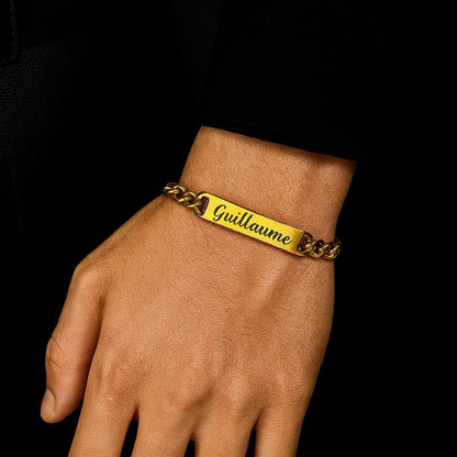 Bracelet Chaîne Homme Personnalisé à Graver | Acier Inoxydable
