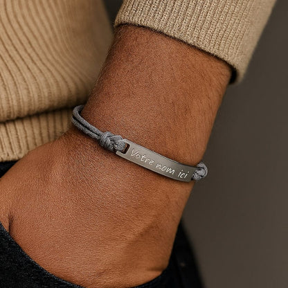 Bracelet Cordon Personnalisé Homme à Graver | Acier Inoxydable
