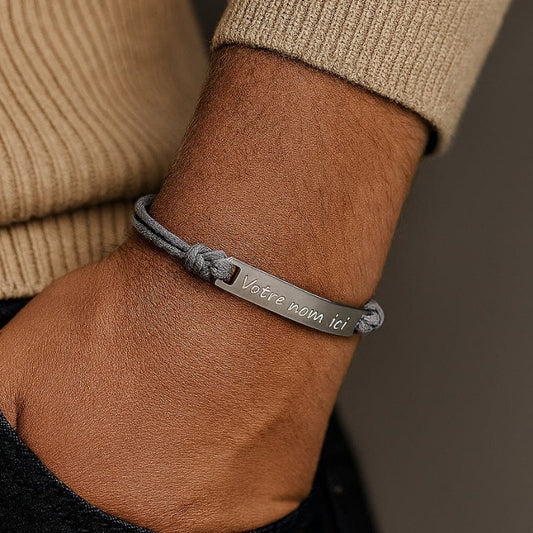 Bracelet Cordon Personnalisé Homme à Graver | Acier Inoxydable