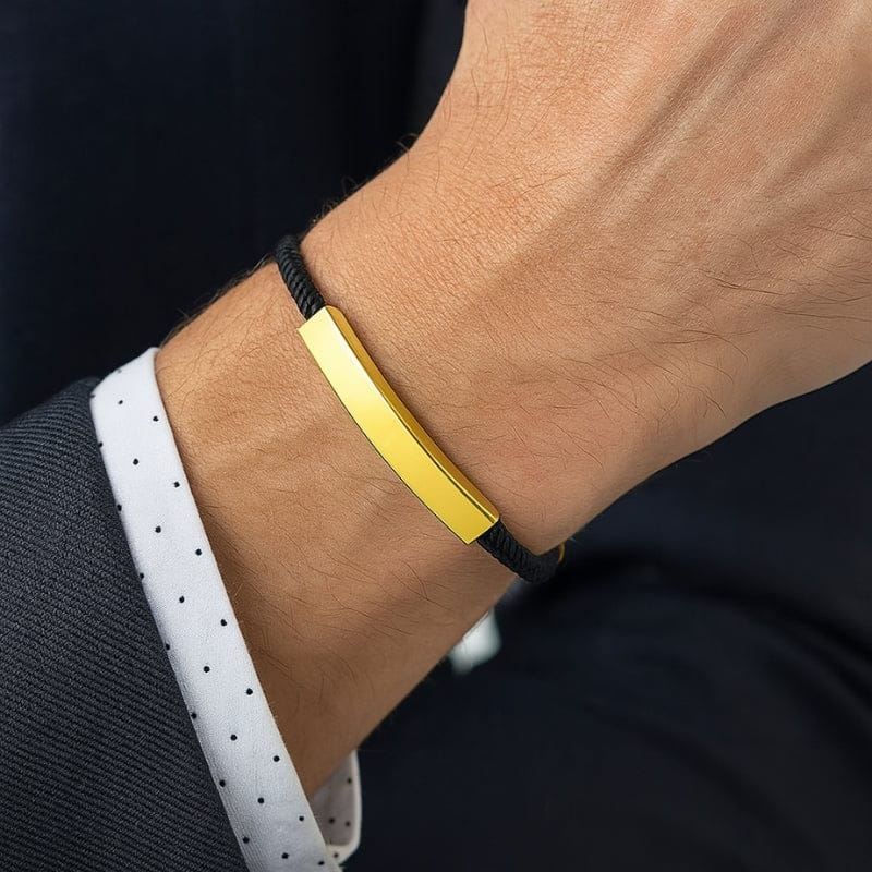 Bracelet Homme Personnalisé Cordon à Graver | Plaque Acier Inoxydable