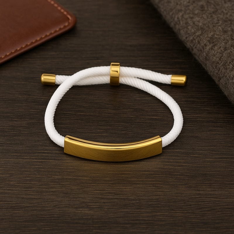 Bracelet Homme Personnalisé Cordon à Graver | Plaque Acier Inoxydable
