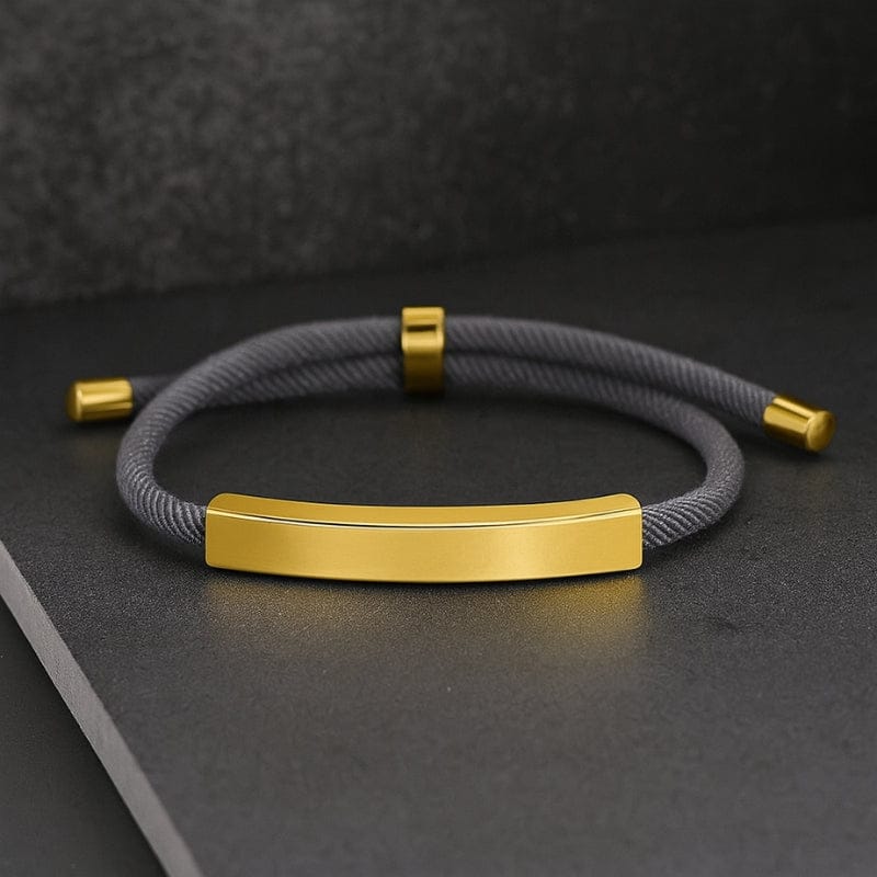 Bracelet Homme Personnalisé Cordon à Graver | Plaque Acier Inoxydable