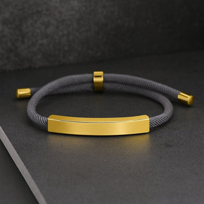 Bracelet Homme Personnalisé Cordon à Graver | Plaque Acier Inoxydable