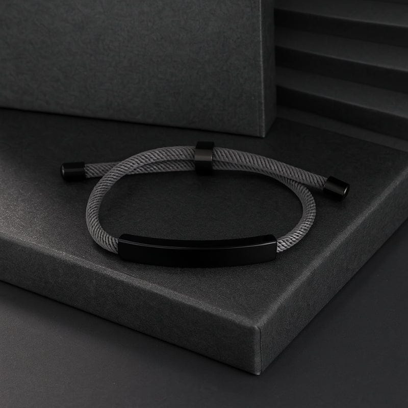 Bracelet Homme Personnalisé Cordon à Graver | Plaque Acier Inoxydable
