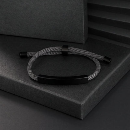 Bracelet Homme Personnalisé Cordon à Graver | Plaque Acier Inoxydable