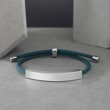 Bracelet Homme Personnalisé Cordon à Graver | Plaque Acier Inoxydable