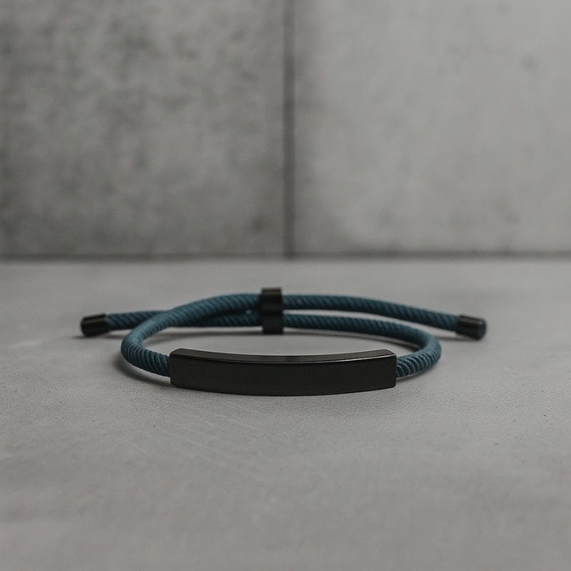 Bracelet Homme Personnalisé Cordon à Graver | Plaque Acier Inoxydable