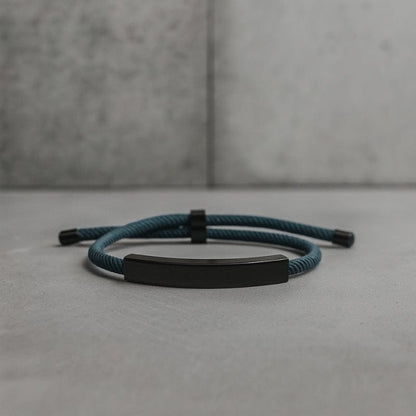 Bracelet Homme Personnalisé Cordon à Graver | Plaque Acier Inoxydable