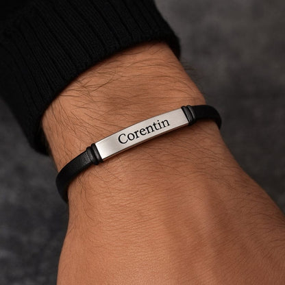 Bracelet Homme Personnalisé Fin - Cuir et Acier