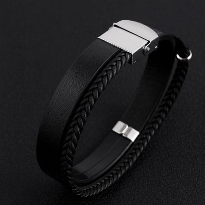 Bracelet Cuir Homme Personnalisé - Acier Inoxydable