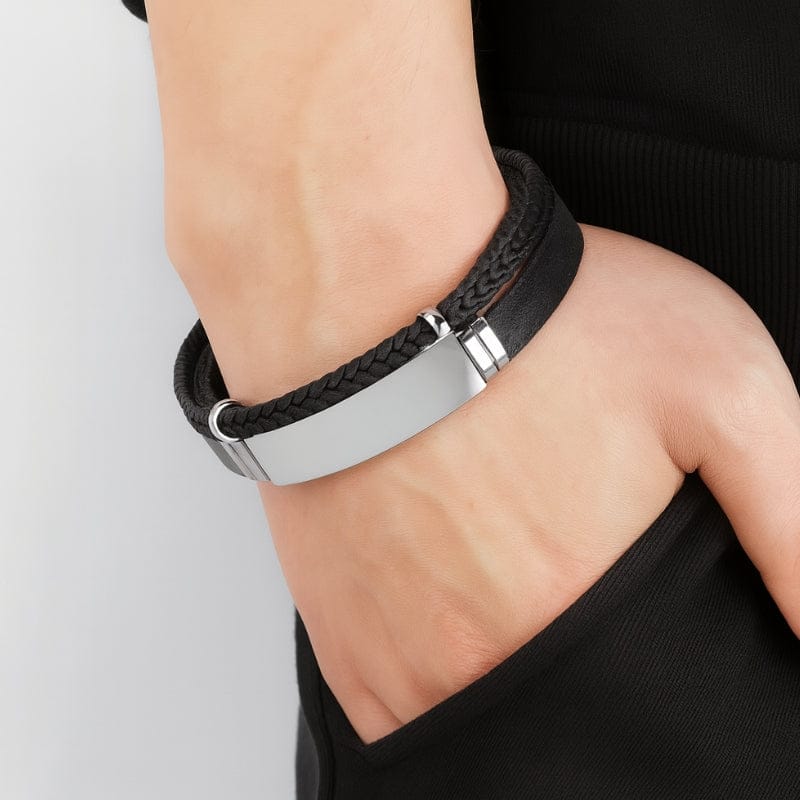 Bracelet Cuir Homme Personnalisé - Acier Inoxydable