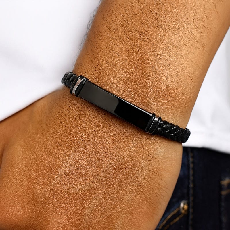 Bracelet Cuir Homme Personnalisé - Tressé Luxe