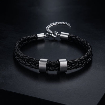 Bracelet Cuir Tressé Personnalisé Homme - Gravure Offerte