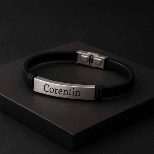 Bracelet Homme Personnalisé Fin - Cuir et Acier