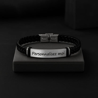Bracelet Cuir Homme Personnalisé - Tressé Luxe