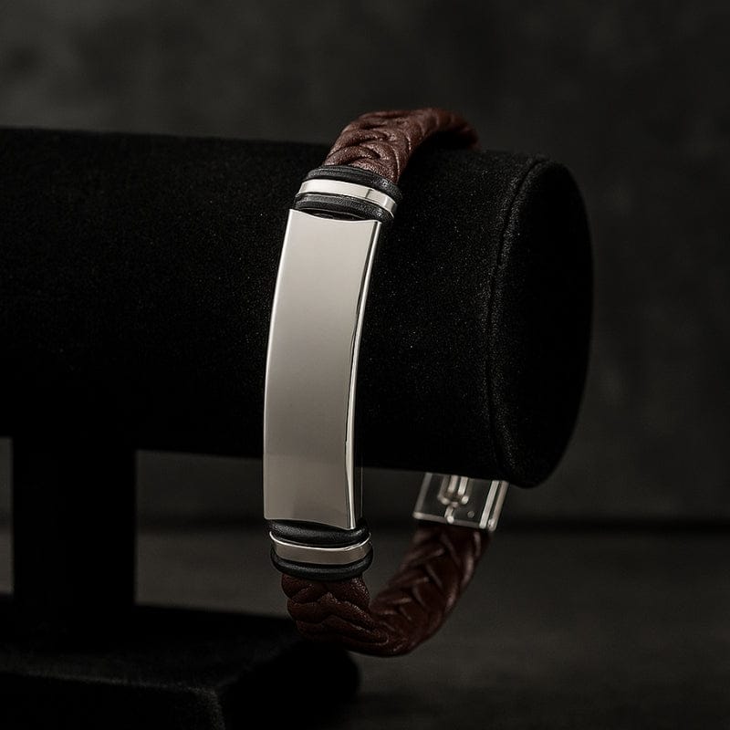 Bracelet Cuir Homme Personnalisé - Tressé Luxe