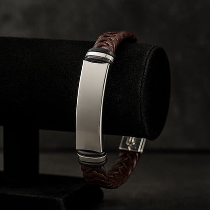 Bracelet Cuir Homme Personnalisé - Tressé Luxe