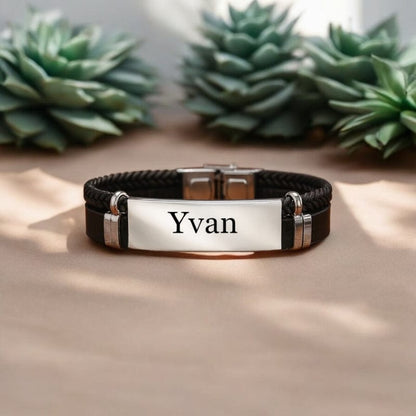 Bracelet Cuir Homme Personnalisé - Acier Inoxydable