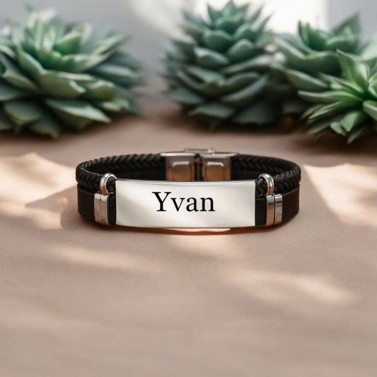 Bracelet Cuir Homme Personnalisé - Acier Inoxydable
