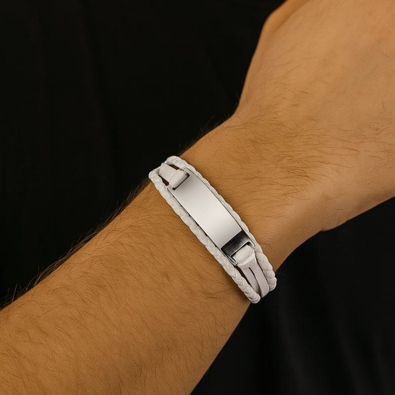 Bracelet Cuir Homme Personnalisé Tressé | Gravure Laser