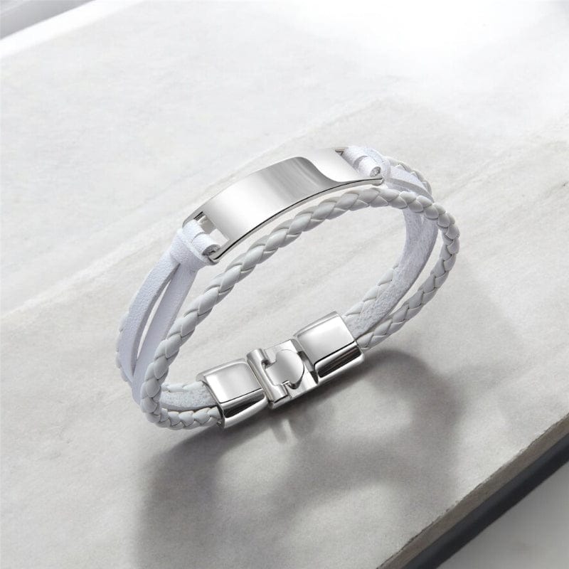 Bracelet Cuir Homme Personnalisé Tressé | Gravure Laser