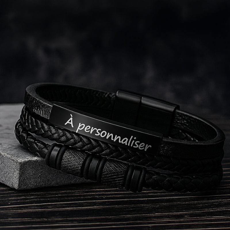 Bracelet Cuir Tressé Homme Personnalisé - Fermoir Magnétique
