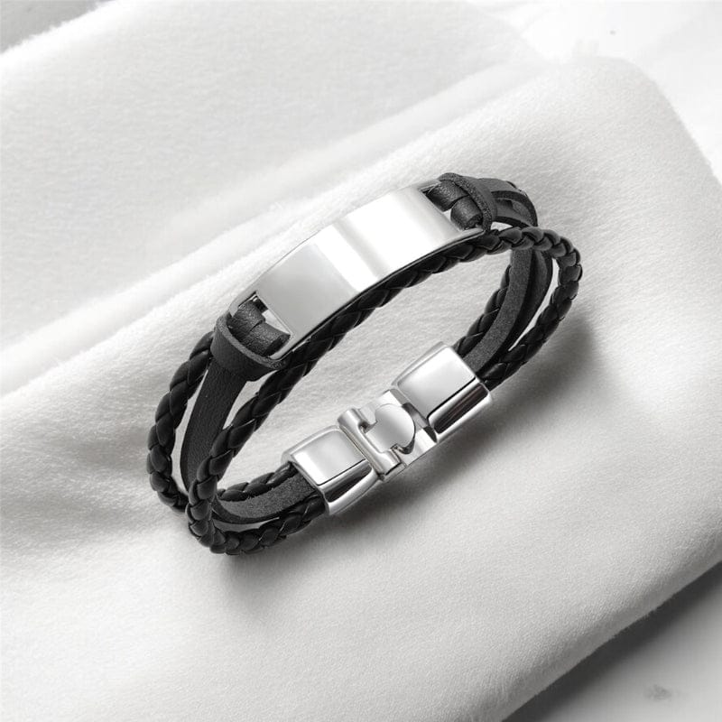 Bracelet Cuir Homme Personnalisé Tressé | Gravure Laser