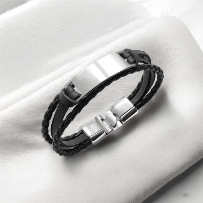 Bracelet Cuir Homme Personnalisé Tressé | Gravure Laser