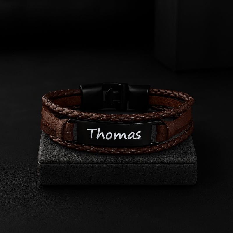 Bracelet Cuir Homme Personnalisé Tressé | Gravure Laser