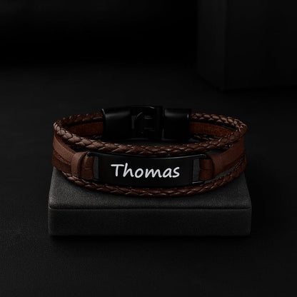 Bracelet Cuir Homme Personnalisé Tressé | Gravure Laser